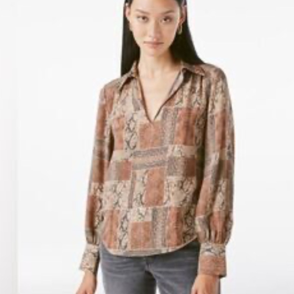 Women's Frame Willa Snake Print Silk Blouse